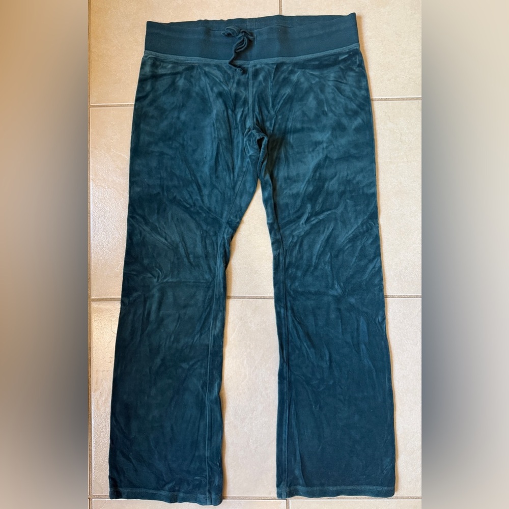 Express Women’s Velour Wide Leg Sweatpants Size Large Green Drawstring